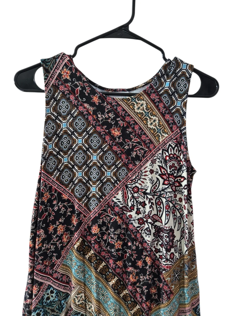 J. Jill Mixed-Print Sleeveless Stretchy Knit Maxi Dress Pockets
